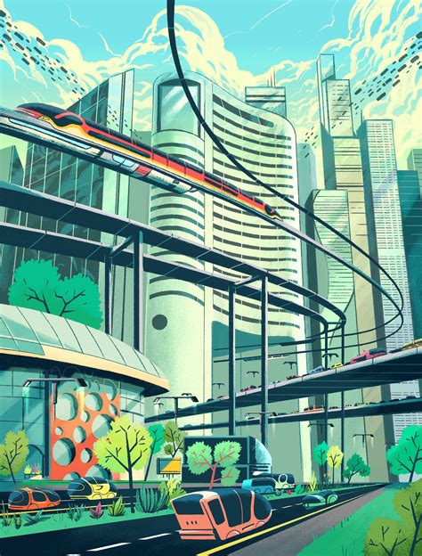 Retro Futurism Futuristic City City Drawing