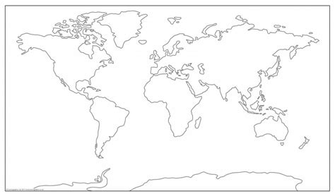 Simplified Large World Map Outline Cosmographics Ltd