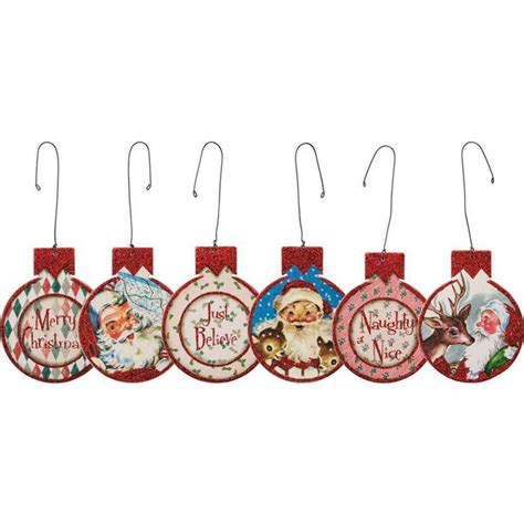 Primitives By Kathy 325 Santa Wooden Disc Christmas Ornaments Set