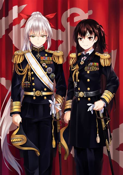 Long Hair Brunette Anime Anime Girls Kantai Collection Admiral Kancolle Uniform Sword
