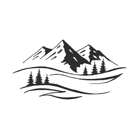Hand drawn vector illustration of mountain landscape. 2220030 Vector