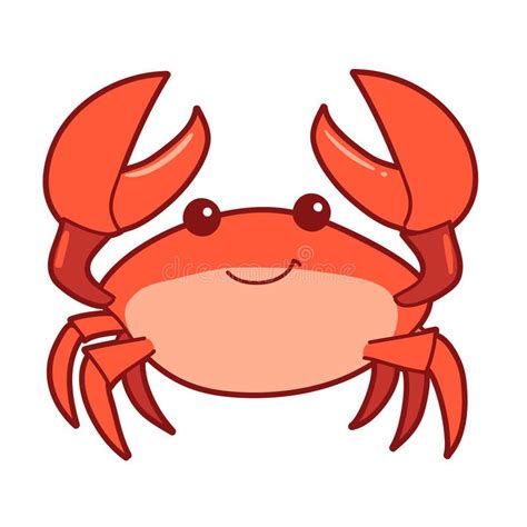 Cute Cartoon Smiling Crab Vector Hand Drawn Cartoon Illustration Of A