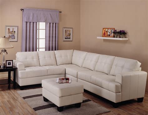White Leather Sofa for the livingroom. | Corner sectional ... Chocolate brown color white pillows not included dimensions are chaise 62 plus 21 for foot section