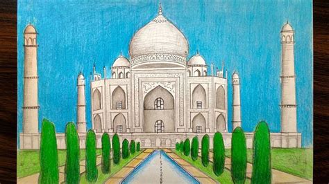 How to draw Taj Mahal - YouTube | Taj mahal drawing, Large canvas
