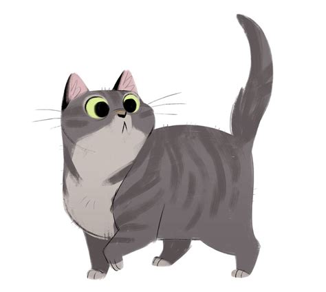 Cartoon Gray Tabby Cat Canvas Mullet