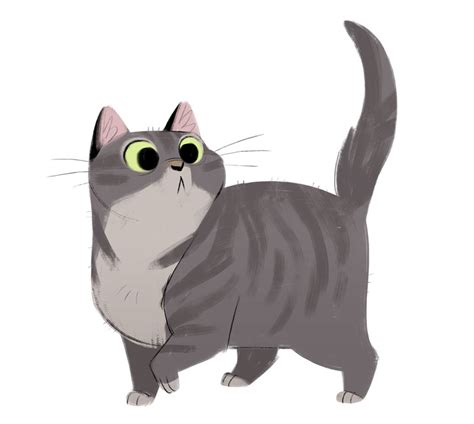 cartoon gray tabby cat canvas mullet