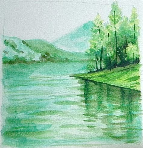 Hiart How To Draw Watercolor Pencil Lake Landscape Tutorial Abstract