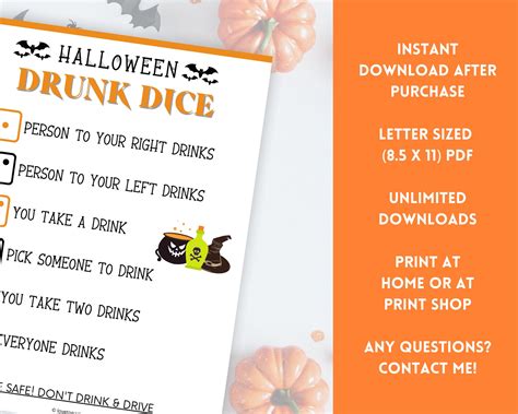 Halloween Games For Adult Halloween Drinking Game Halloween Etsy