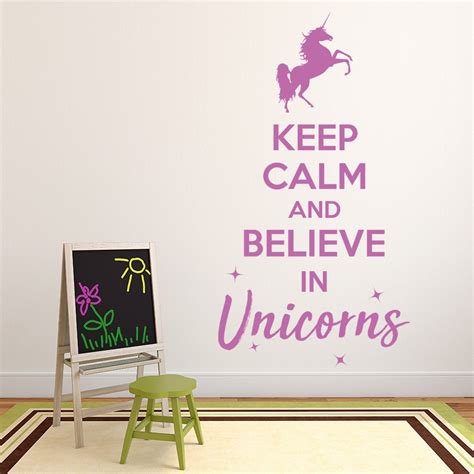 Keep Calm Quote Believe In Unicorns Wall Sticker