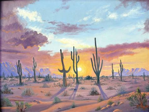 Russell Dale Moffett Desert Cactus Landscape For Sale At