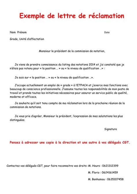 Exemple De Lettre Pour Une Reclamation Modele De Lettre Type