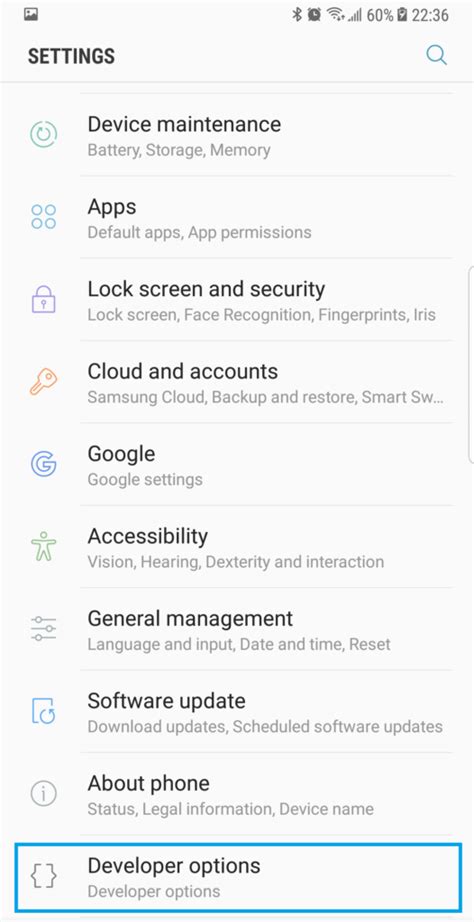 Samsung Android Developer Options Asesores
