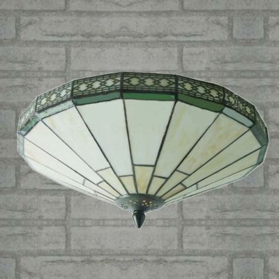 100% price match and free shipping at yliving.com. Stained Glass Flush Mount Green Mission Pattern 16 inch ...