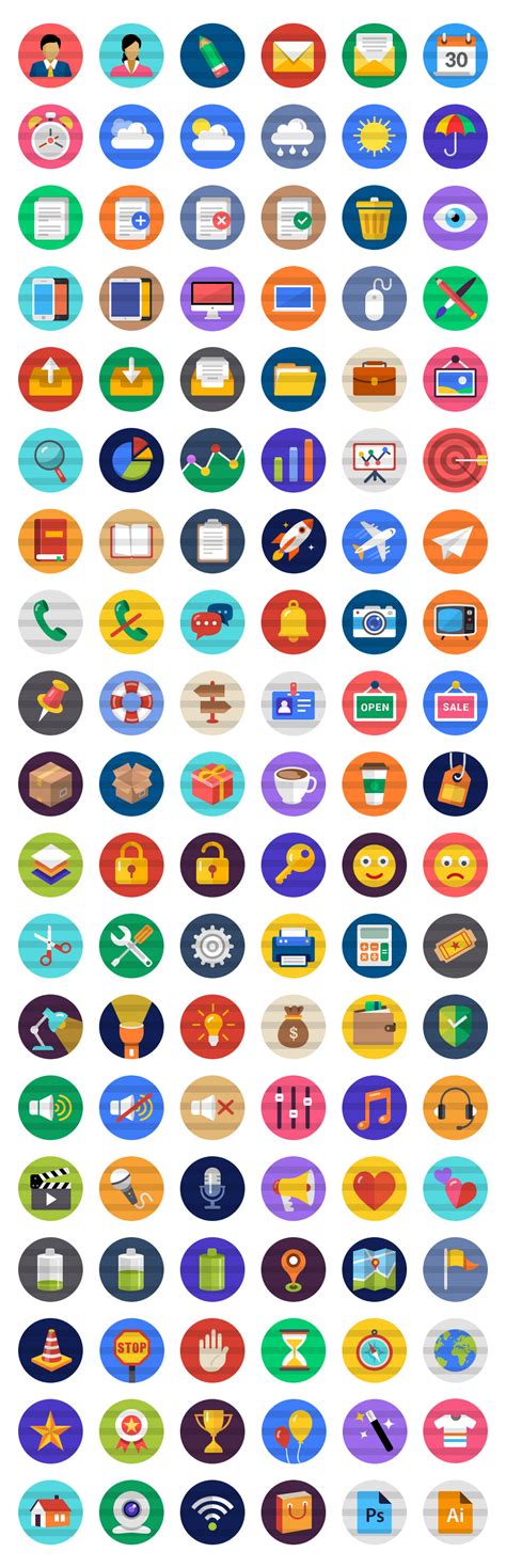 114 Round And Flat Icons Graphicsfuel