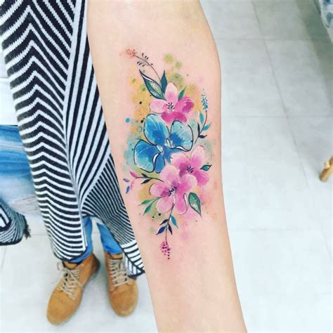 Javi Wolf — Watercolor Flowers Tattooed By Javi Wolf For Classy