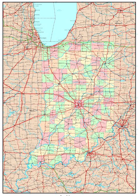This map shows many of indiana's important cities and most important roads. Indiana Political Map