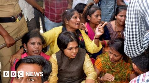 India Temple Ruling Protesters Block Entry To Women Bbc News