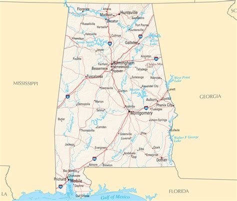 Get directions, maps, and traffic for alabama. Alabama Reference Map • Mapsof.net