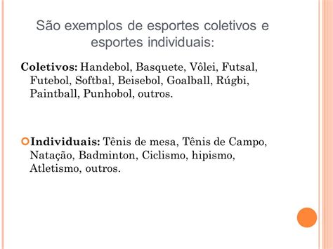 Esportes Individuais E Coletivos