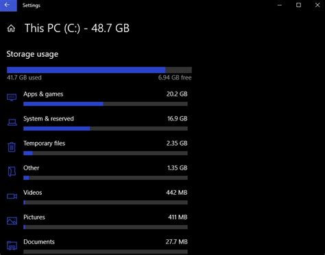 Storage Usage Windows 10 Settings Ar Droiding