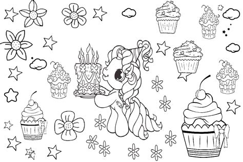 Happy Birthday Unicorn Cake Coloring Pages Coloring Pages