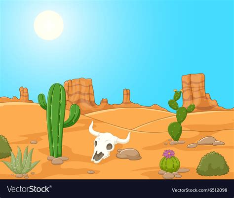 Cartoon Desert Landscape Wild West Royalty Free Vector Image