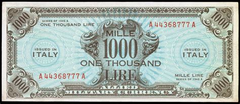The origin of the name 'lira' lies in the roman word 'libra', the ancient roman weight equal to one 'pound'. Italy 1000 Lire 1943 Allied Military Currency|World Banknotes & Coins Pictures | Old Money ...