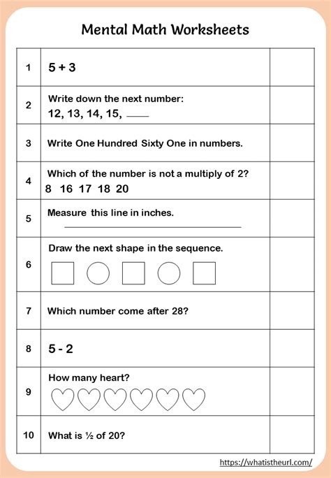 Printable Mental Math Worksheets For Grade 1 Your Home Teacher