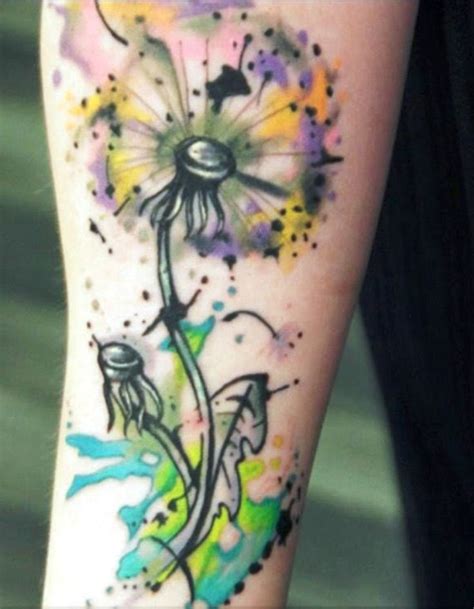 Watercolor Dandelion Tattoo Designs Ideas And Meaning Tattoos For You