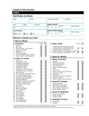 fiche d inspection de véhicule