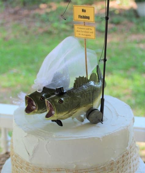 Bass Fish Wedding Cake Topper Fishing Wedding Cake Topper Fisherman Large Mouth Bass