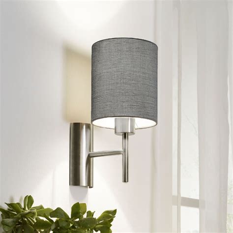 Britalia 110003 Brushed Chrome Vintage Wall Light With Grey Shade