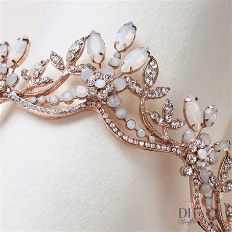 Rose Gold Wedding Tiara Opal Bridal Tiara Opal Wedding Etsy