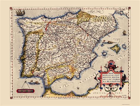 Spain Portugal Iberian Peninsula Ortelius 1592 23 X 3035 Walmart