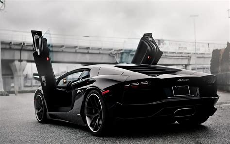 1280x800 Black Lamborghini Aventador Doors Up 720p Hd 4k Wallpapers