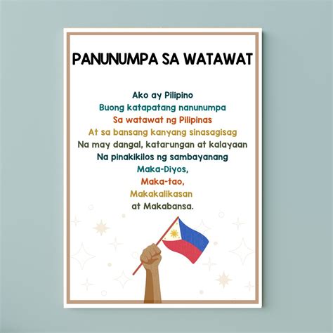 NEW Lupang Hinirang Panatang Makabayan Panunumpa Sa Watatawat Filipino Educational Charts