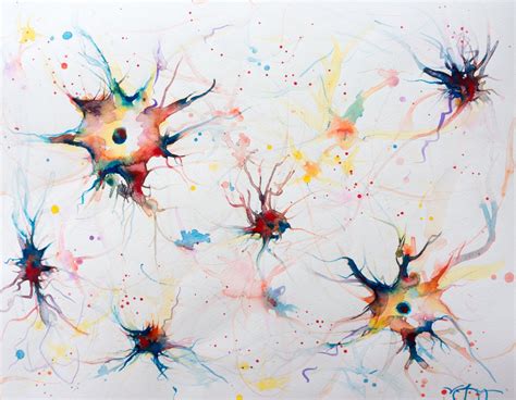 Neuron watercolor painting--original watercolor, watercolor medical art, science watercolor ...