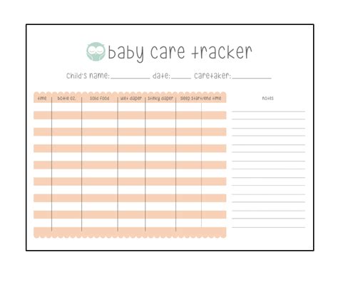 Baby Tracker One Page Printable Baby Log Newborn Tracker