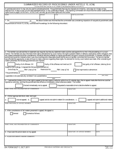 Da Form 2627 1 Fill Out Sign Online And Download Fillable Pdf