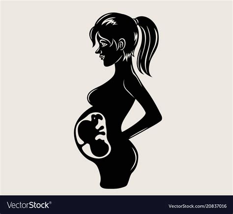 Pregnancy Logo Pregnant Woman Silhouette Stock Vector Illustration My