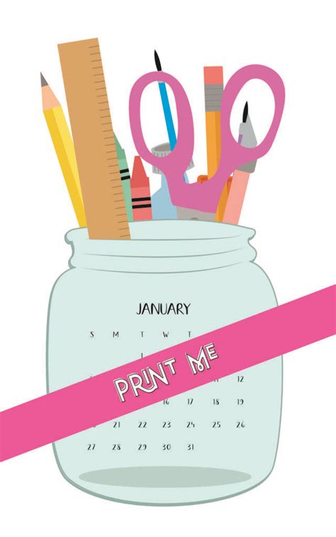 Printable Mason Jar Calendar Damask Love Calender Printables Kids