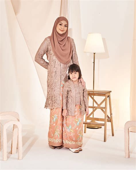 Baju Kebaya Batik Lace Estela Latte Brown Muslimahclothingcom