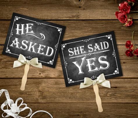 4 out of 5 stars. He Asked, She Said Yes Printable Chalkboard Wedding Signs ...