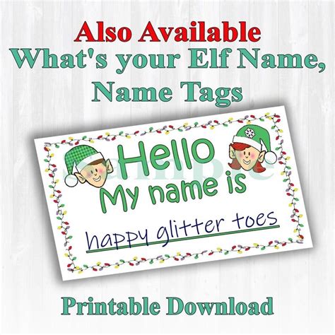 Whats Your Elf Name 8 X 10 Printable Download Christmas Party