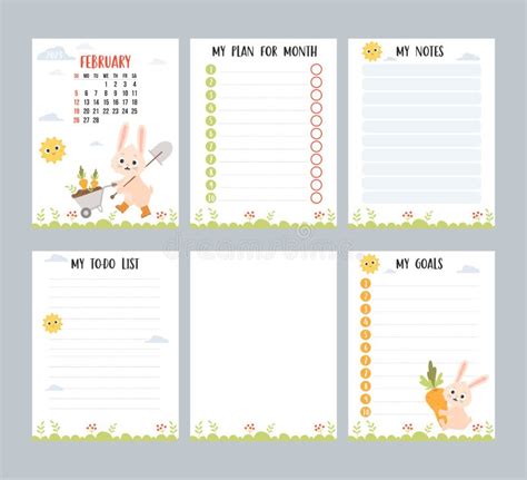 February 2023 Farm Calendar For Month With Cute Bunny Farmer With