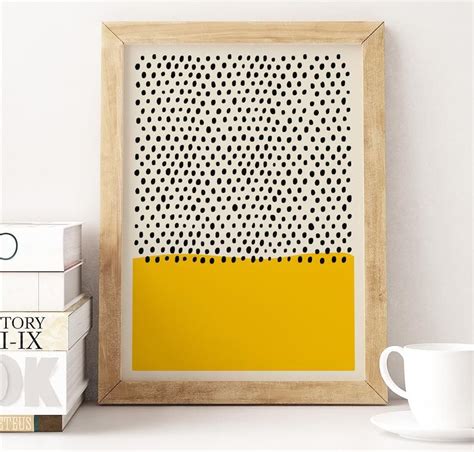 Mid Century Modern Abstract Wall Art Print Yellow And