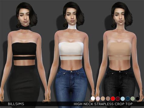 High Neck Strapless Crop Top The Sims 4 Catalog