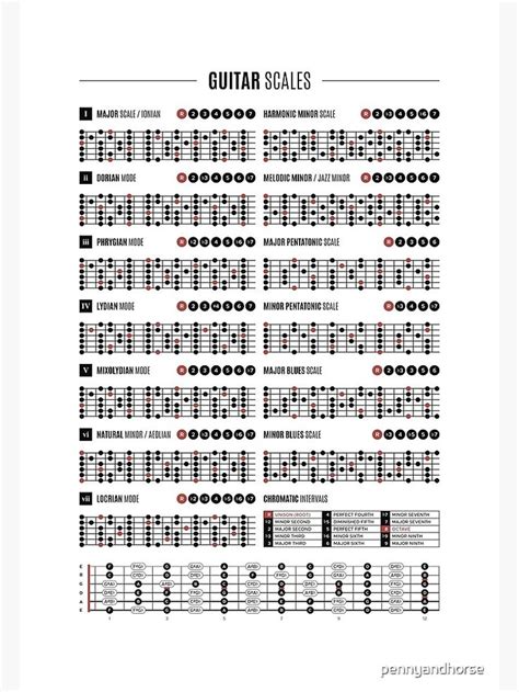 Guitar Scales And Modes Chart Poster By Pennyandhorse
