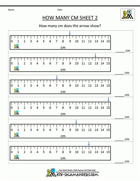 Math Worksheets For Kindergarten Measuring Length Free Printable Cm