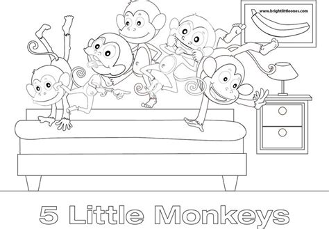 Free Printable Five Little Monkeys Coloring Sheet Bright Little Ones